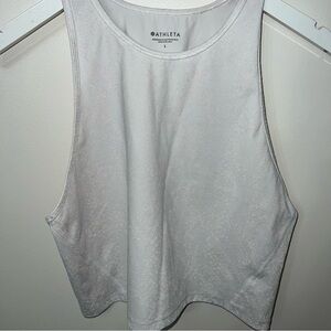 Sold Athleta Crop Tank White Size Large All Over Print Dots Workout Athleisure
